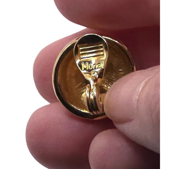 Monet Gold-Tone Swirl Clip-On Earrings Vintage Jewelry - Picture 2 of 6